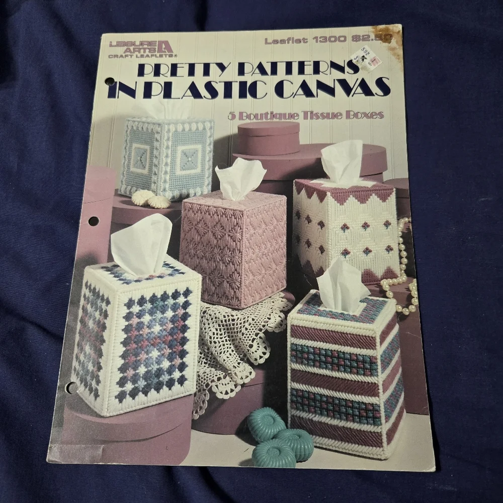 Teach Yourself Plastic Canva Craft Leaflet Tissue Covers And Coaster Vintage 90s